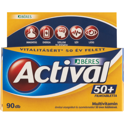 Béres Actival 50+ filmtabletta étrend-kiegészítő multivitamin 50 éven felülieknek 90 db 128 g