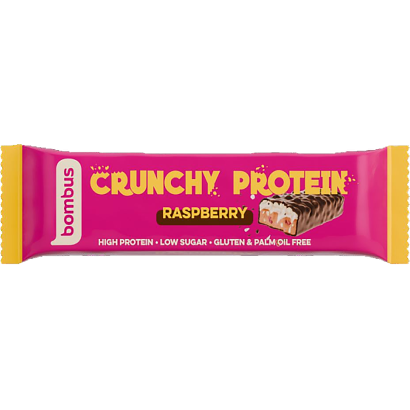 Bombus Crunchy Protein proteinszelet tejcsokoládéval, ropogóssal, málna ízzel és édesítőszerrel 50 g