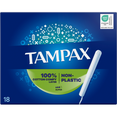 Tampax Super Tampon Kartonból Készült Applikátorral, 18 db