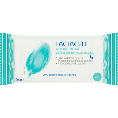 Lactacyd intim törlőkendő antibakteriális hatóanyagokkal 15 db