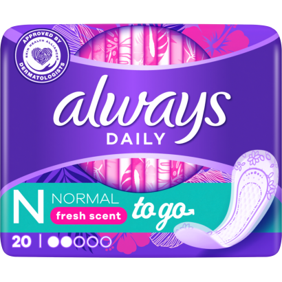 Always Dailies Normal To Go Fresh Tisztasági Betét, 20 db