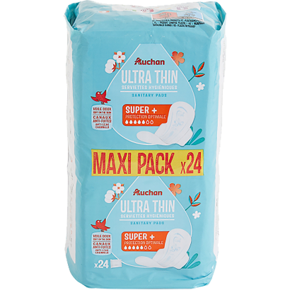 Auchan Kedvenc egészségügyi betét ultravékony super+ 24 db