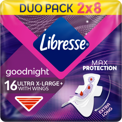 Libresse Ultra+ X-Large Goodnight szárnyas egészségügyi betét, éjszakai használatra 16 db