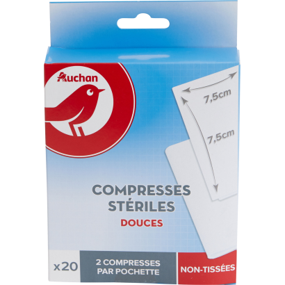 Auchan Kedvenc steril gézlap, rendkívül puha 2 db 7,5 cm x 7,5 cm