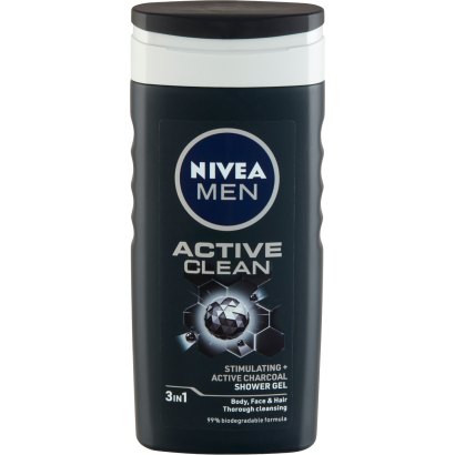 NIVEA MEN Active Clean 3 az 1-ben tusfürdő testre, arcra, hajra 250 ml