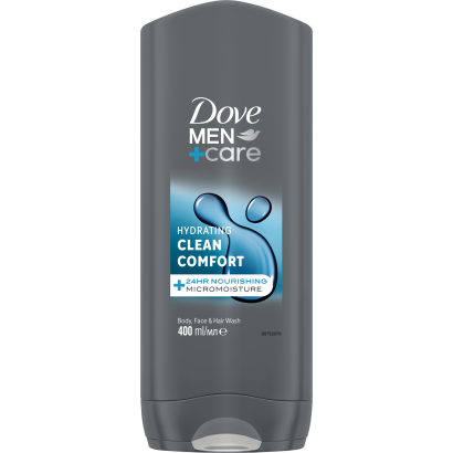 Dove Men+Care Hydrating Clean Comfort tusfürdő testre, arcra, hajra 400 ml