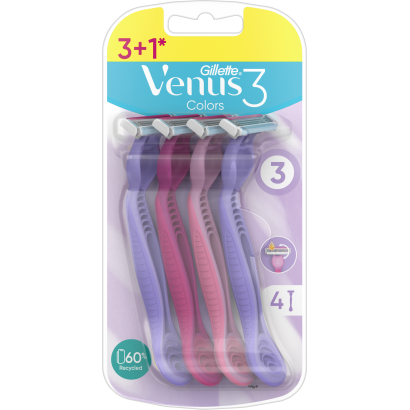 Gillette Venus 3 Colors Eldobható Borotva, 3+1 Db/Csomag