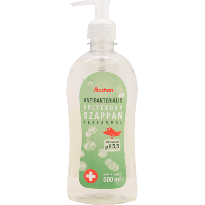 Auchan Kedvenc Antibakteriális folyékony szappan tejsavval bőrsemleges pH 5.5 500 ml