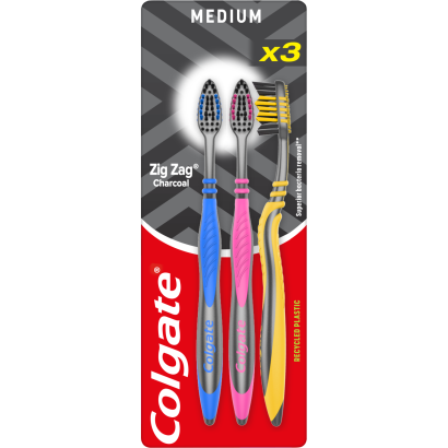 Colgate Zig Zag Charcoal közepes fogkefe 3 db