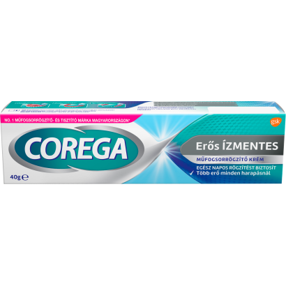Corega Erős Rögzítés ízmentes műfogsorrögzítő krém 40 g