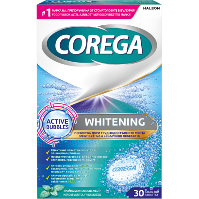 Corega Whitening műfogsortisztító tabletta mindennapos használatra 30 db