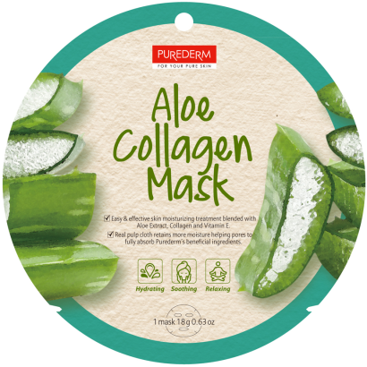 PureDerm Aloe Vera kollagénes bőrnyugtató fátyolmaszk