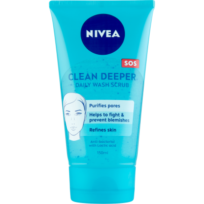 NIVEA Clean Deeper radírozó arclemosó zsíros, problémás bőrre 150 ml