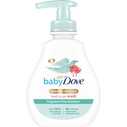 Dove Baby illatmentes babafürdető és sampon érzékeny bőrre - 200 ml