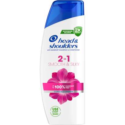 Head & Shoulders Smooth & Silky 2az1-ben korpa elleni sampon 330ml. Friss, tiszta érzet
