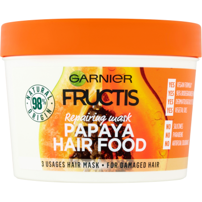 Garnier Fructis Papaya Hair Food 3 féleképpen használható hajpakolás 390 ml