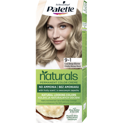 Palette Permanent Naturals Color ápoló krémhajfesték 9-1 (299) hűvös bézsszőke