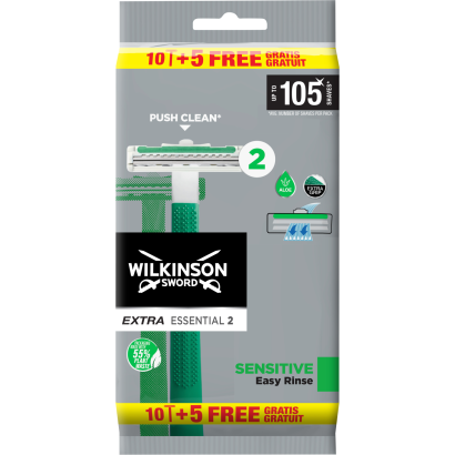 Wilkinson Sword Extra Essential 2 Sensitive 2 rugalmas pengével ellátott borotva 15 db
