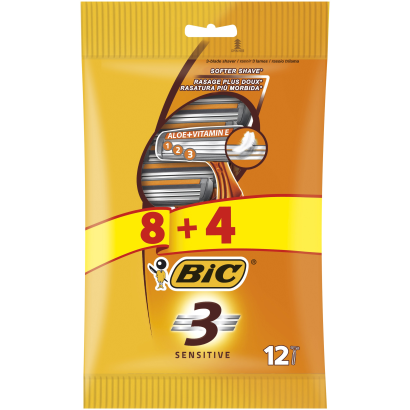BIC 3 Sensitive 3 pengés ferfi eldobható borotva 8+4 db