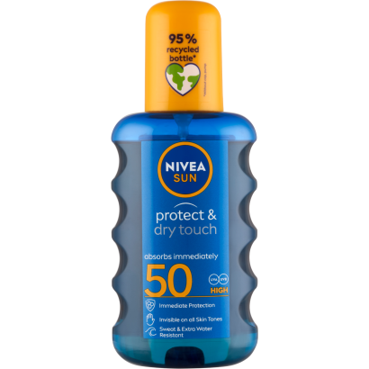 NIVEA SUN Protect & Dry Touch átlátszó hűsítő napozó spray FF50 200 ml