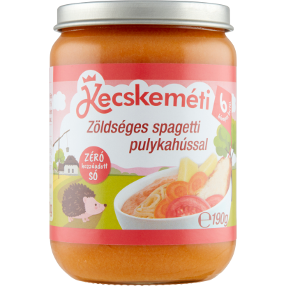 Kecskeméti zöldséges spagetti pulykahússal bébiétel 6 hónapos kortól 190 g