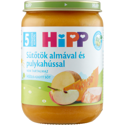 HiPP bio sütőtök almával és pulykahússal bébiétel 5 hónapos kortól 190 g