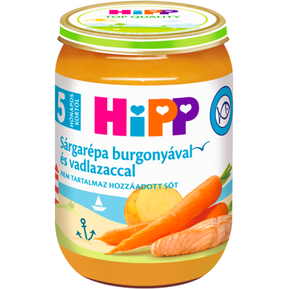 HiPP sárgarépa burgonyával és vadlazaccal bébiétel 5 hónapos kortól 190 g