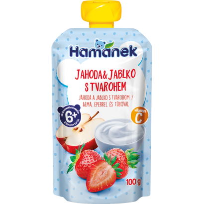 Hamánek alma eperrel és túróval gyümölcspüré 6 hónapos kortól 100 g