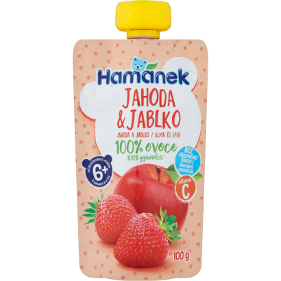 Hamánek alma és eper gyümölcspüré 6 hónapos kortól 100 g