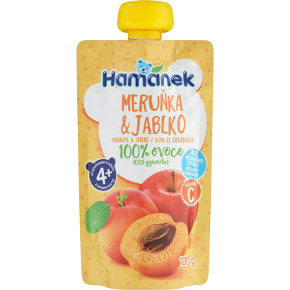 Hamánek alma és sárgabarack gyümölcspüré 4 hónapos kortól 100 g