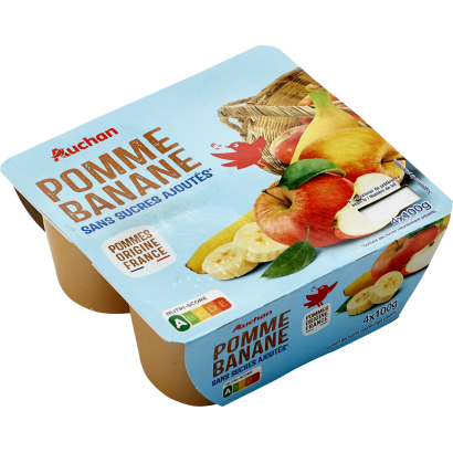 Auchan Kedvenc Kompót alma/banán  cukor nélkül 4x100 g