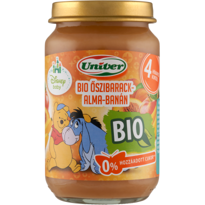 Univer bio őszibarack-alma-banán bébidesszert 4 hónapos kortól 163 g