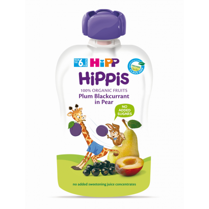 HiPP HiPPiS BIO szilva-feketeribizli körtében gyümölcspép 6 hónapos kortól 100 g