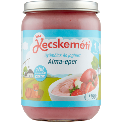 Kecskeméti BIO gyümölcs és joghurt alma-eper bébidesszert 7 hónapos kortól 190 g