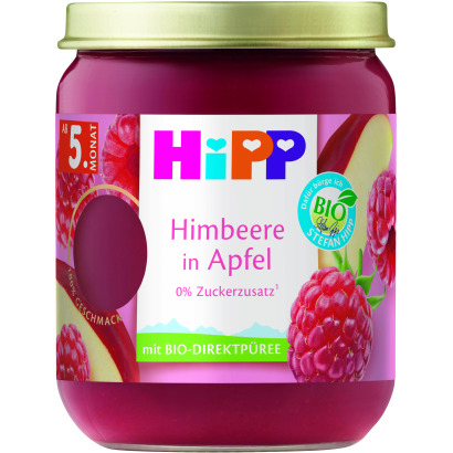 HiPP bio málna almában gyümölcskészítmény bébidesszert 5 hónapos kortól 160 g