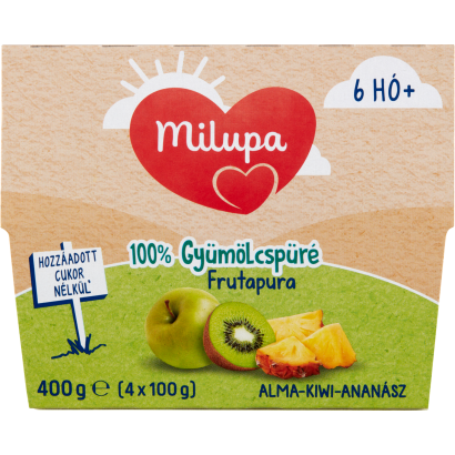Milupa Frutapura alma-kiwi-ananász 100% gyümölcspüré 6 hó+ 4 x 100 g (400 g)