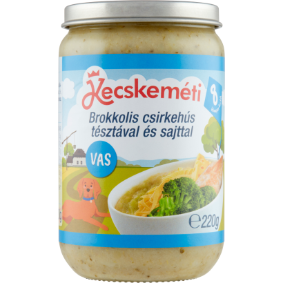 Kecskeméti brokkolis csirkehús tésztával és sajttal bébiétel 8 hónapos kortól 220 g