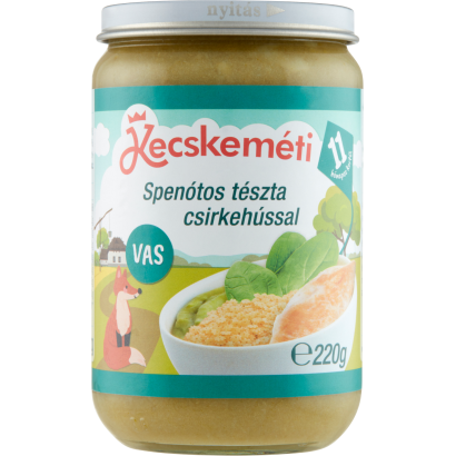 Kecskeméti spenótos tészta csirkehússal bébiétel 11 hónapos kortól 220 g