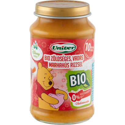 Univer bio zöldséges, vadas marhahús rizzsel bébiétel, 10 hónapos kortól 220 g