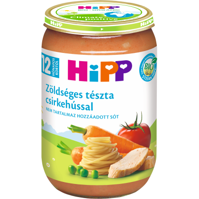 HiPP BIO zöldséges tészta csirkehússal bébiétel 12 hónapos kortól 220 g