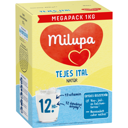 Milupa natúr tejes ital tejalapú anyatej-kiegészítő tápszer 12. hó+ 2 x 500 g (1000 g)