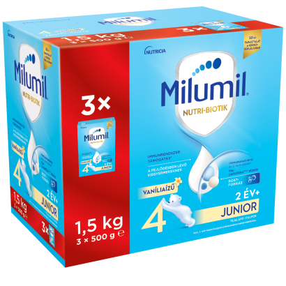 Milumil 4 Junior vaníliaízű tejalapú italpor 2 év+ 3 x 500 g (1,5 kg)