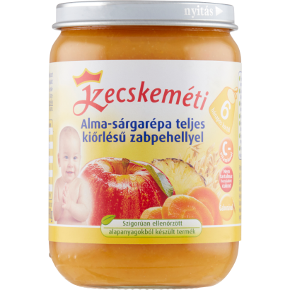 Kecskeméti alma-sárgarépa teljes kiőrlésű zabpehellyel bébidesszert 6 hónapos kortól 190 g