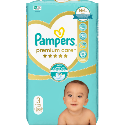 Pampers Premium Care, Méret: 3, 60 Pelenka, 6kg-10kg