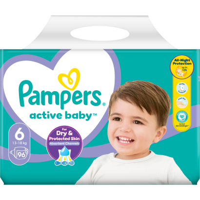 Pampers Active Baby Pelenka, Méret: 6, 96 db Pelenka, 13kg-18kg