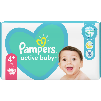 Pampers Active Baby Pelenka, Méret: 4+, 45 db, 10kg-15kg