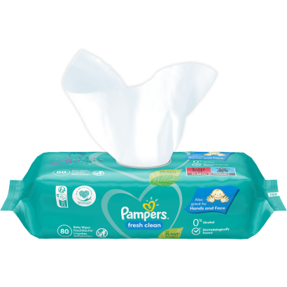 Pampers Fresh Clean Nedves Törlőkendő, 15 csomag = 80 db
