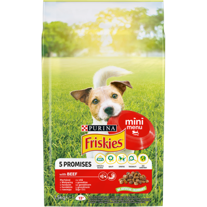 Purina Friskies Mini Menu marhával és zöldségekkel száraz kutyaeledel 1,5 kg