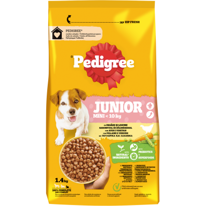 Pedigree Junior Mini teljes értékű szárazeledel kölyökkutyák számára baromfival, zöldségekkel 1,4 kg