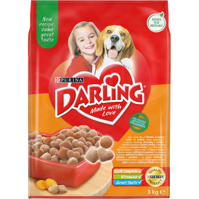 Purina Darling csirke és pulyka ízletes keverékével száraz kutyaeledel 3 kg